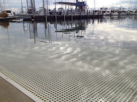 Corrosion Resistant Pultruded Fiberglass Grating Used in a Boat Ramp Application 